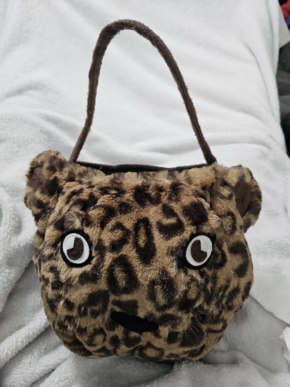Pottery Barn Kids Plush Leopard Face Purse Animal Tote Bag